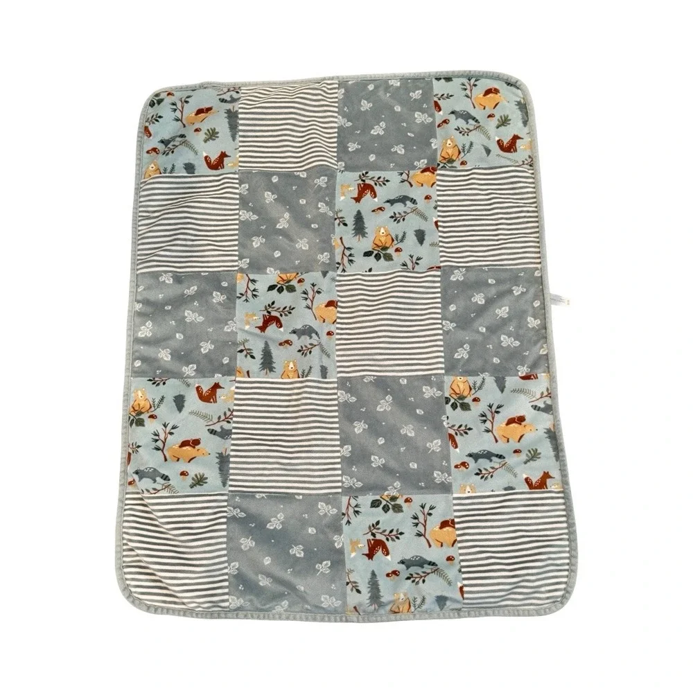 Modern Moments by Gerber Baby Blanket Woodland Animal Patchwork Sherpa Plush